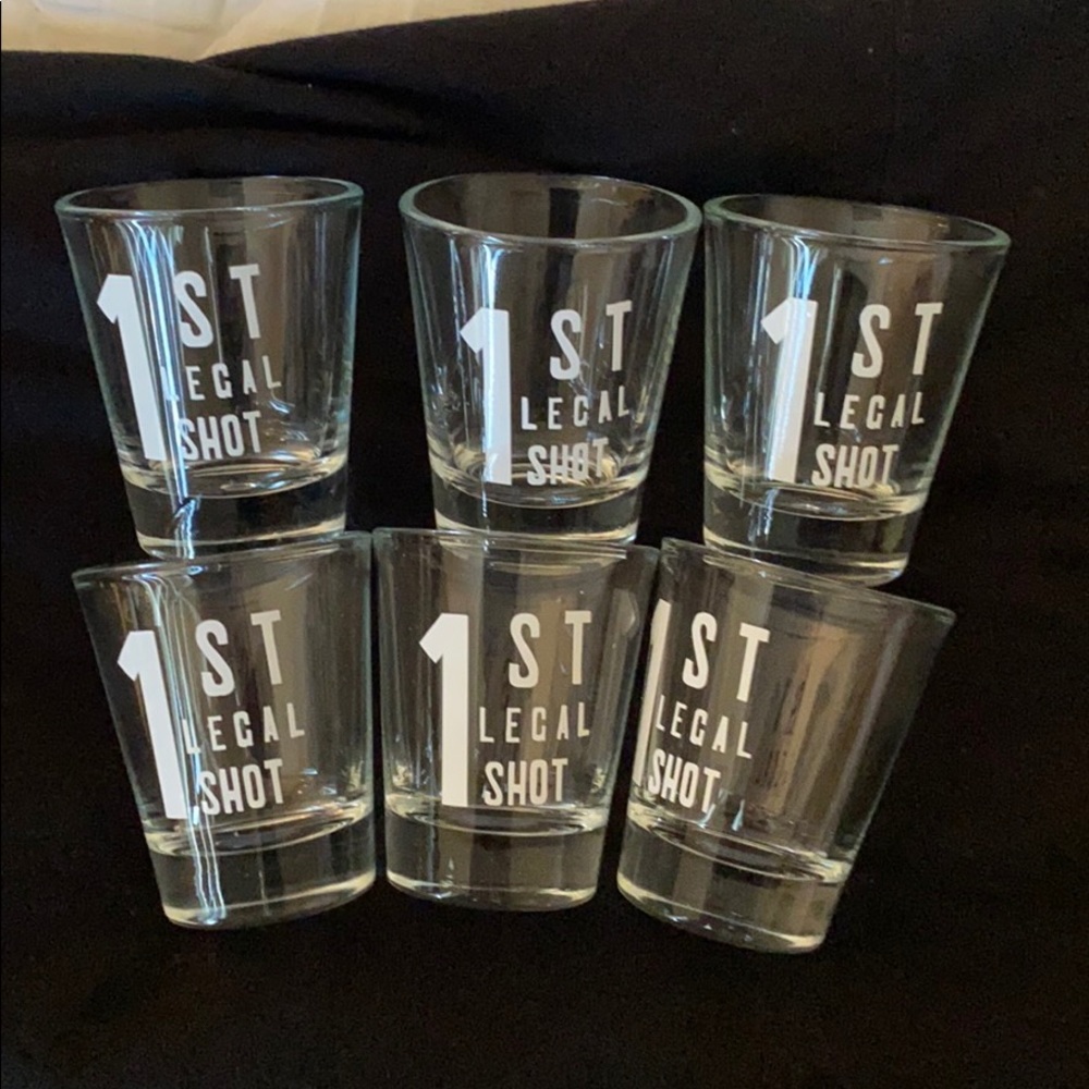 First legal shot set of 6 glasses new